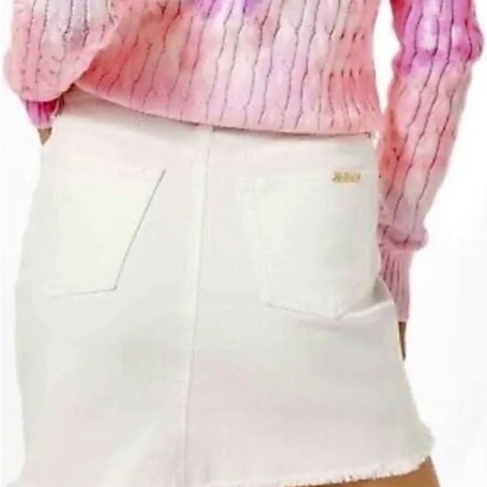 Lilly Pulitzer Kooper White A-Line Denim Skirt